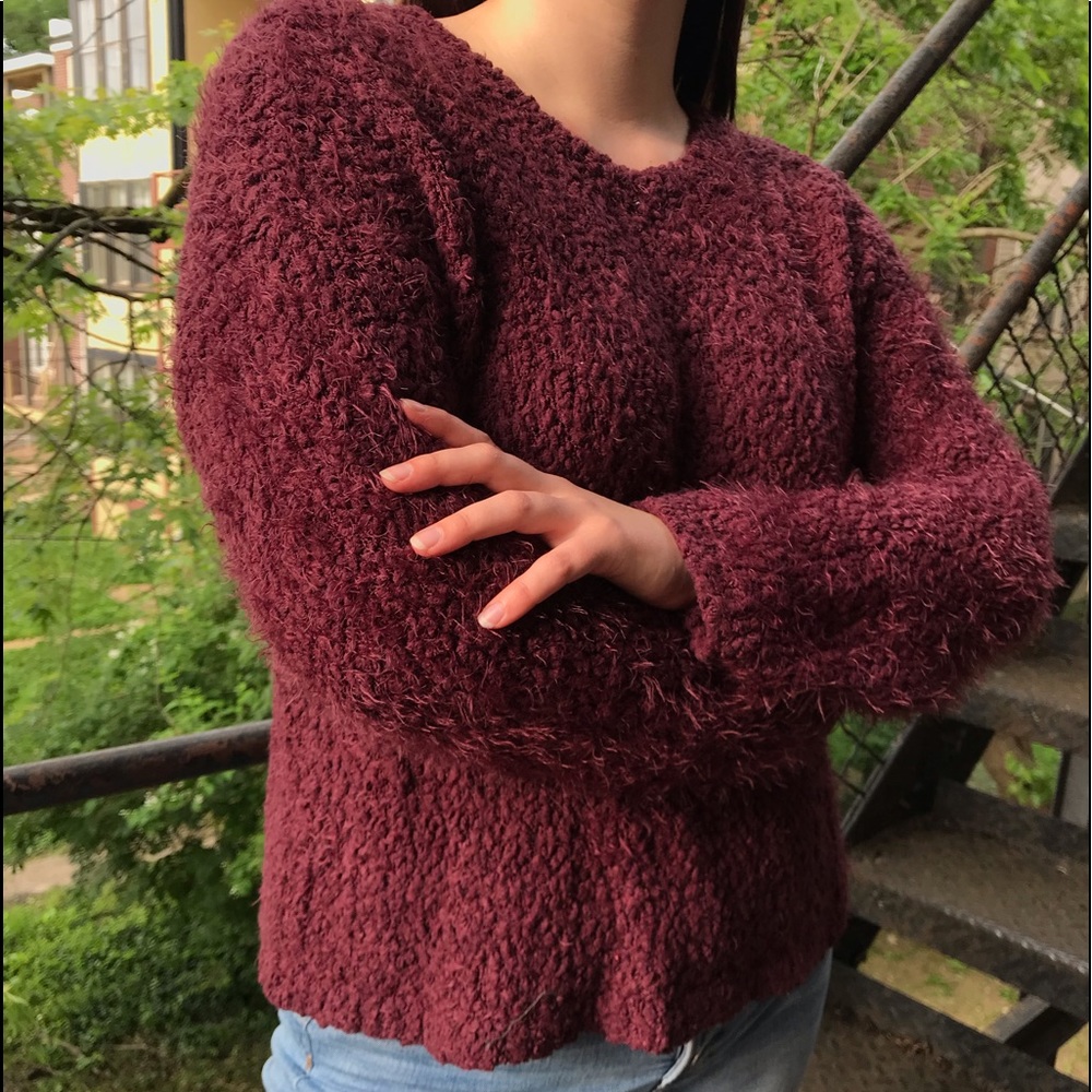L.A. Hearts Maroon fuzzy sweater